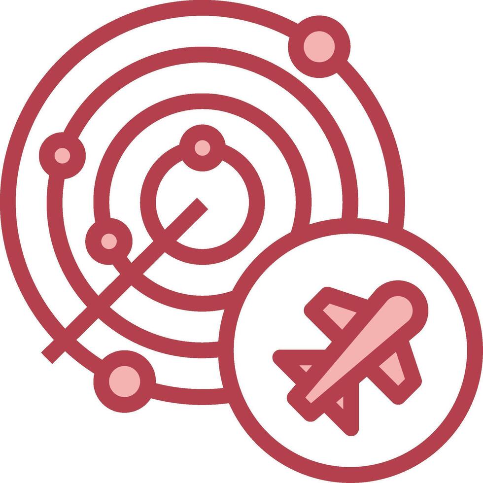A red circle with a plane and a dot vector