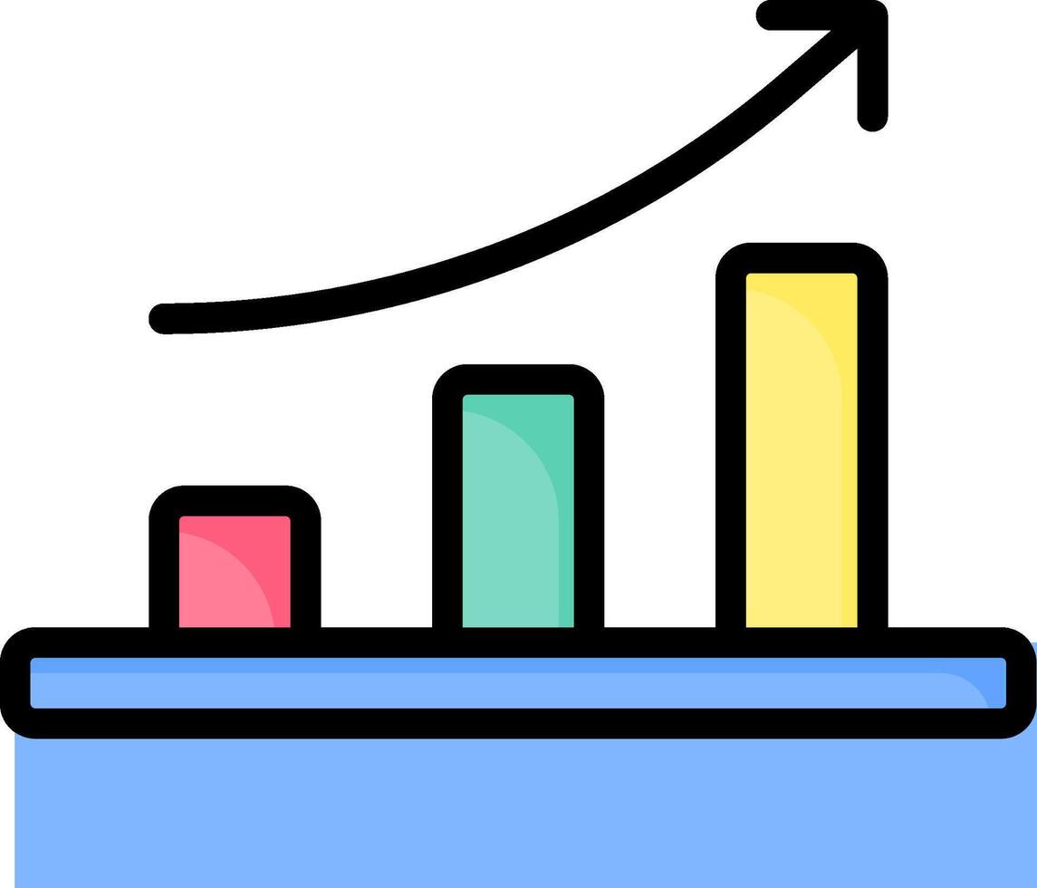 A graph chart with an arrow going up vector