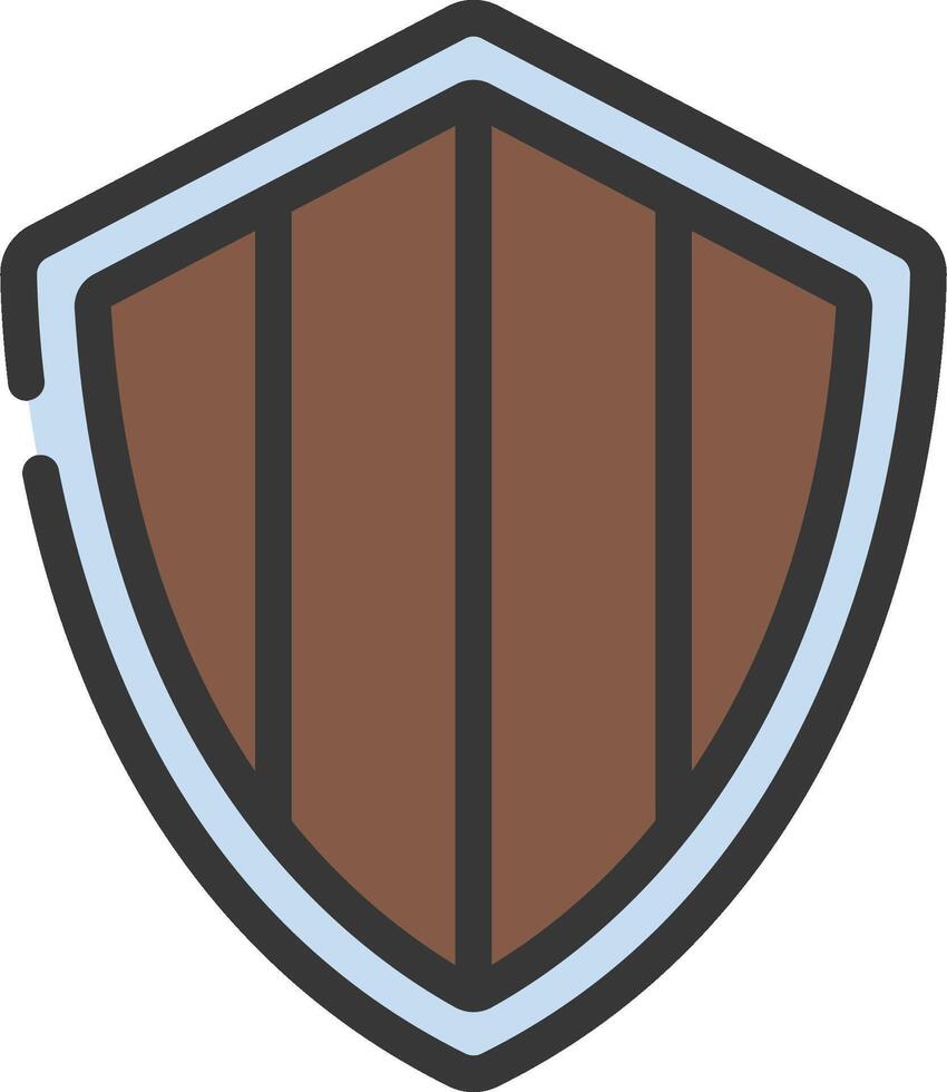 A shield icon with a brown and blue color vector