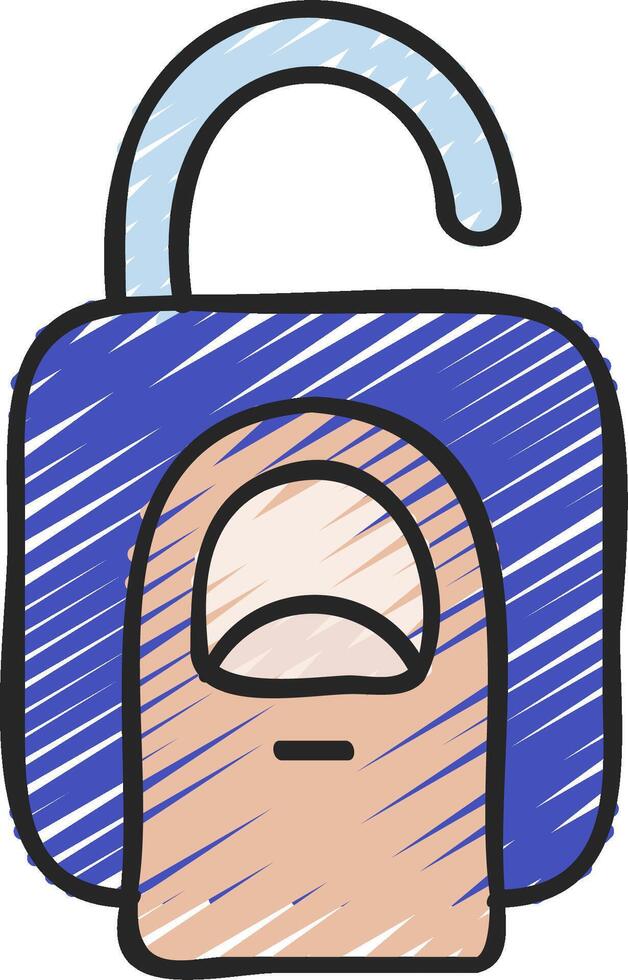 A blue and white padlock with a blue handle vector