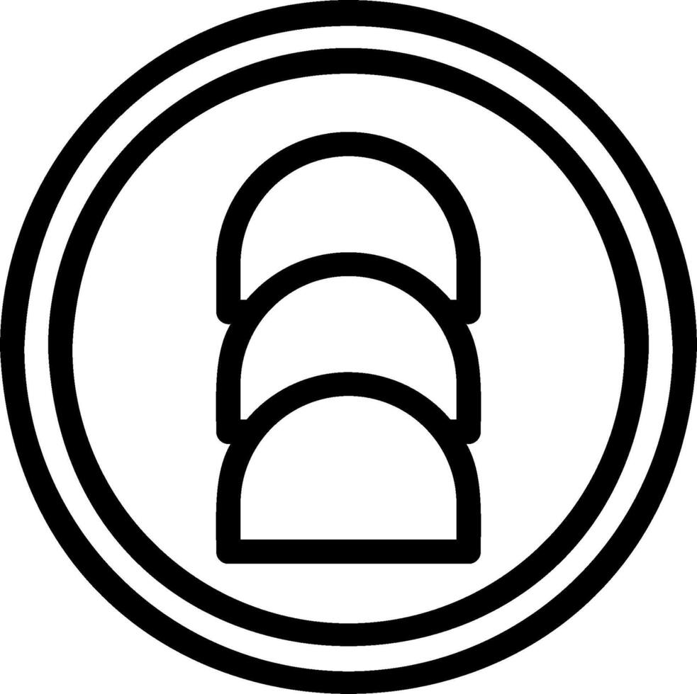 A black and white logo of a circle with three stacked rings vector