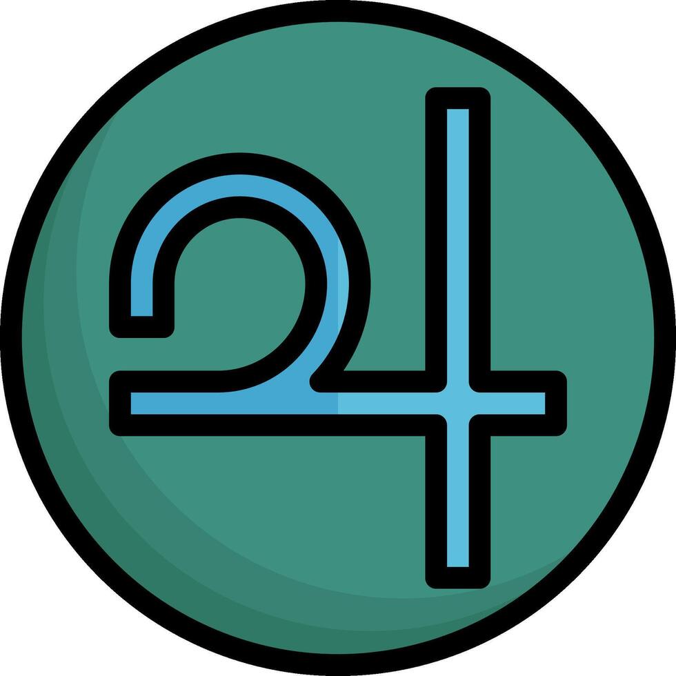 The symbol for the number four is shown in a green circle vector