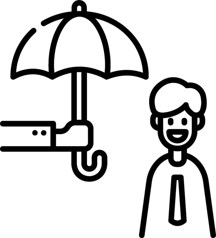 Businessman with umbrella and hand holding it vector