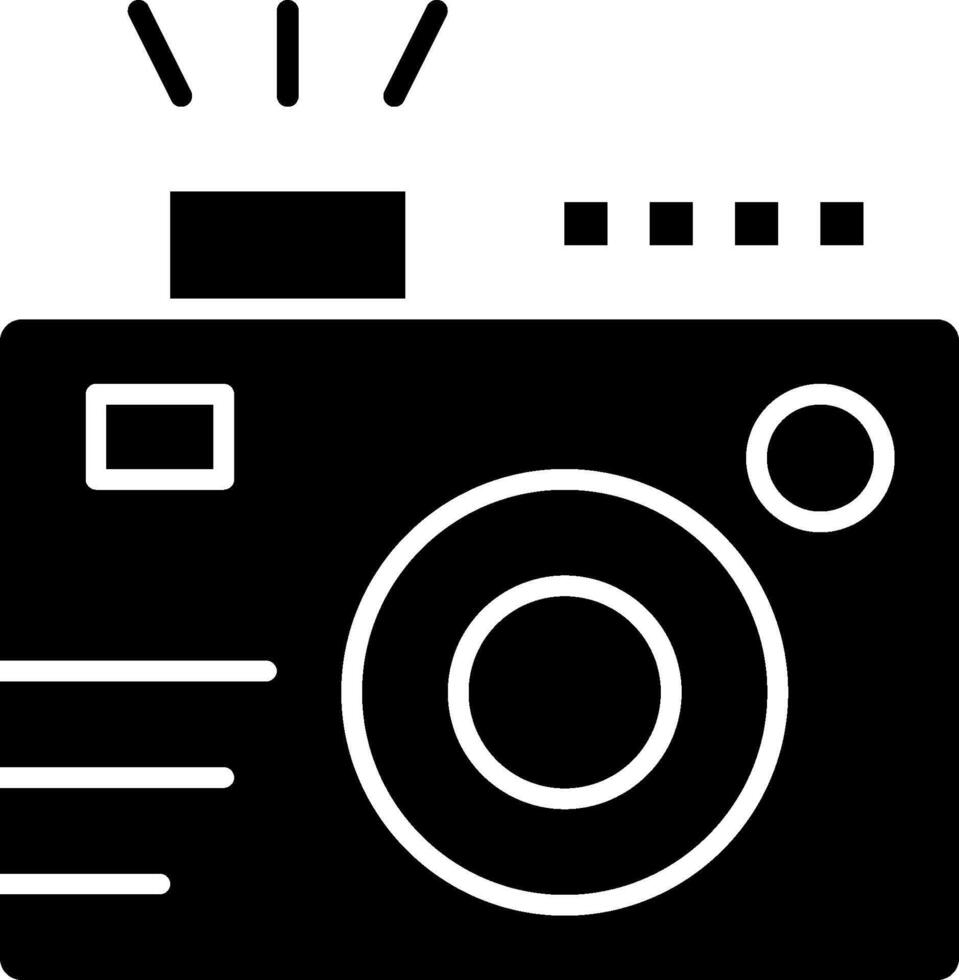 A black and white photo camera icon vector