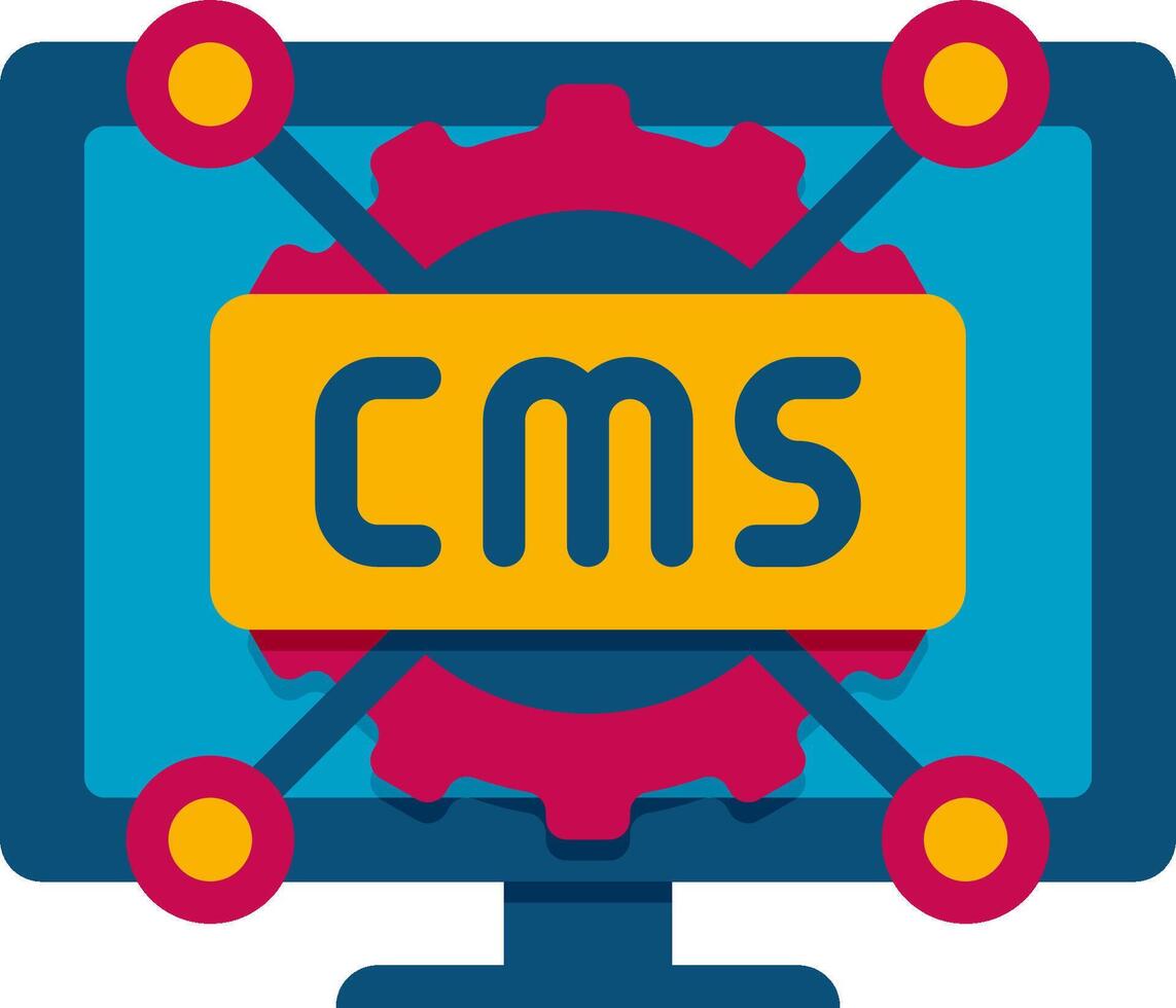 A computer screen with the word cms on it vector