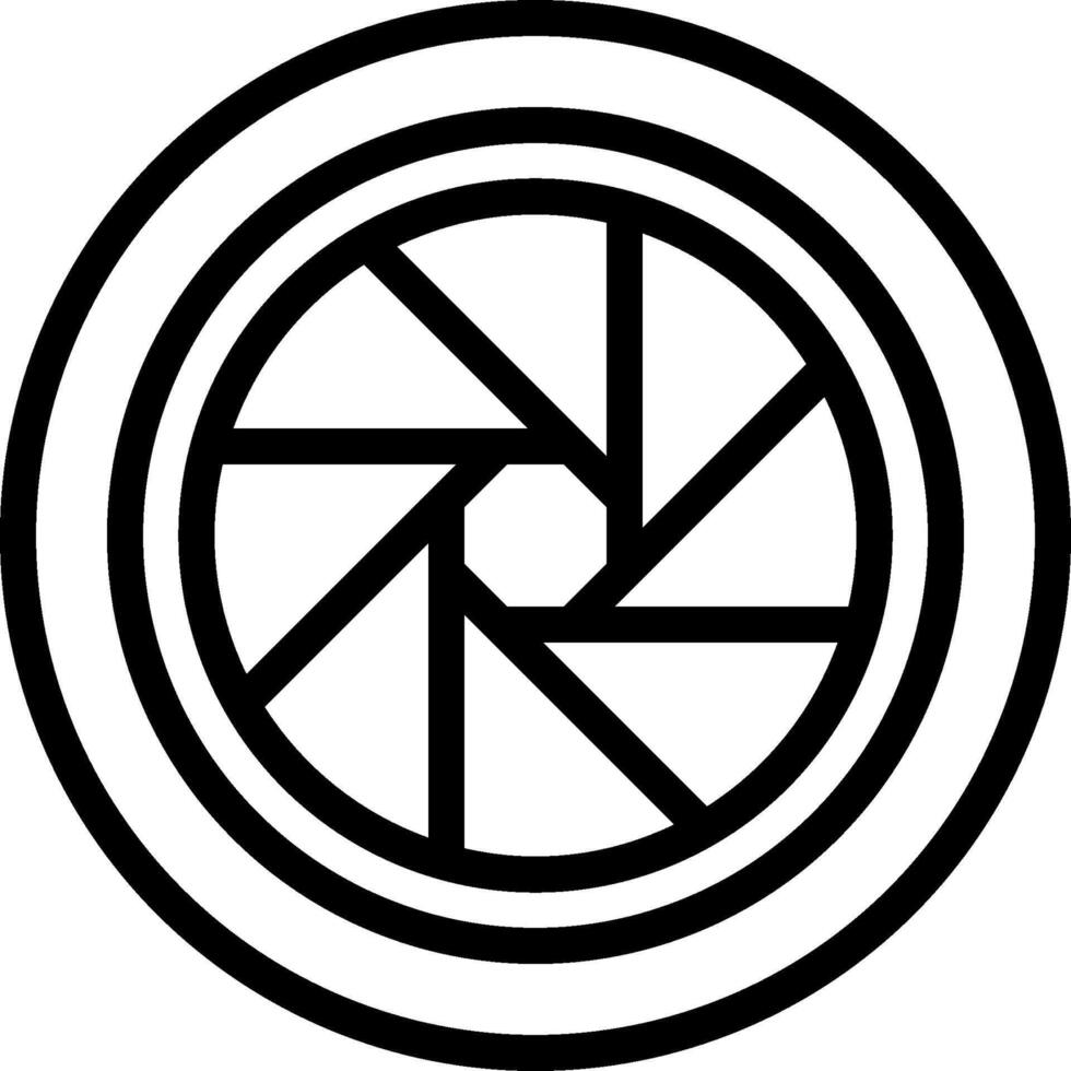 A black and white image of a camera lens vector