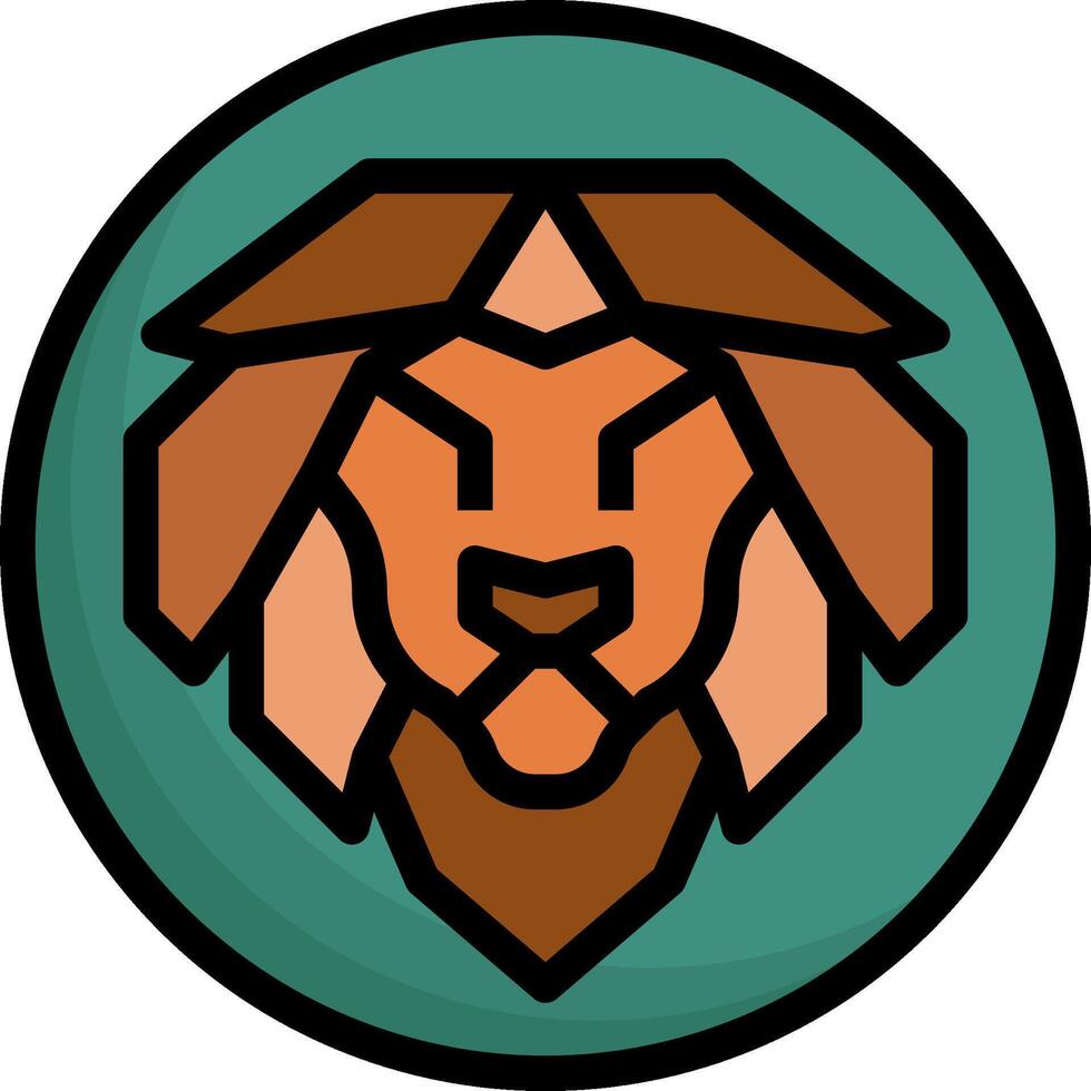 A lion head in a circle with a green background vector