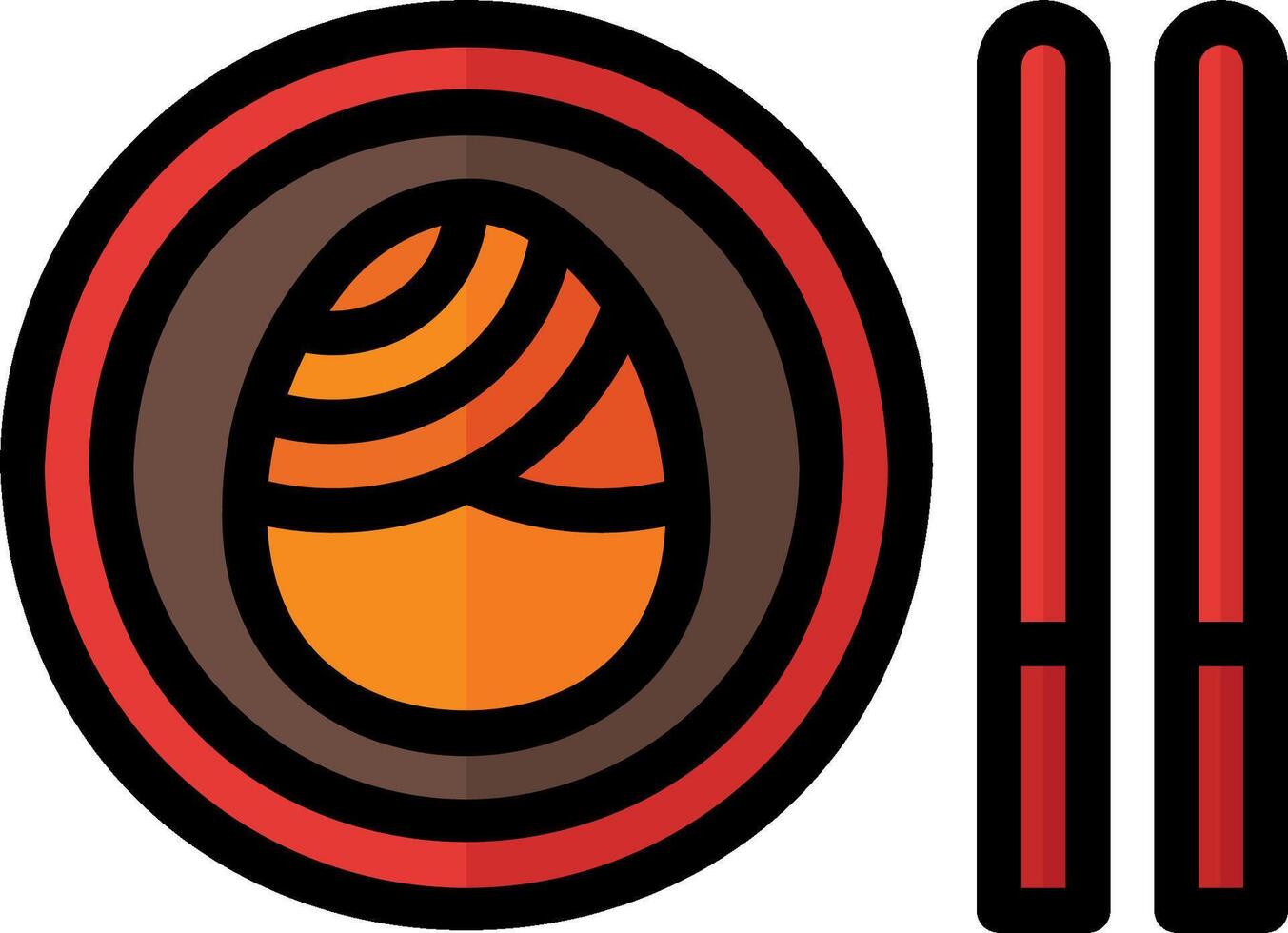 A round plate with two chopsticks and an egg vector