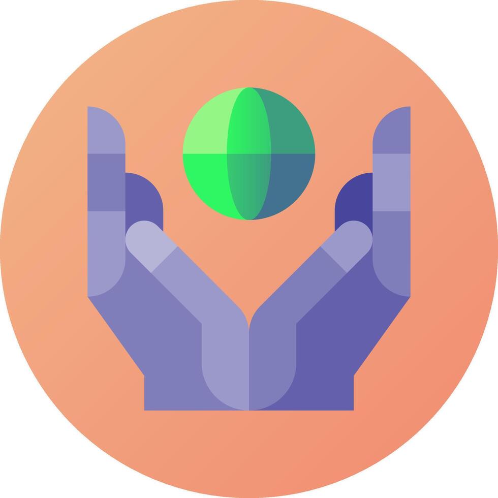 A hand holding a green globe in the palm of a hand vector