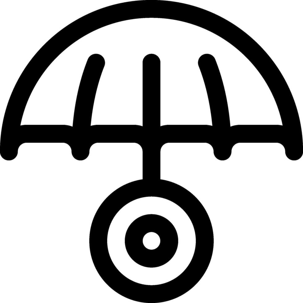 A black and white logo of an umbrella with a target vector