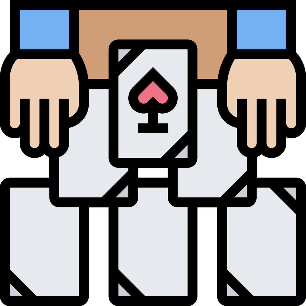 A man holding a deck of cards with his hands vector