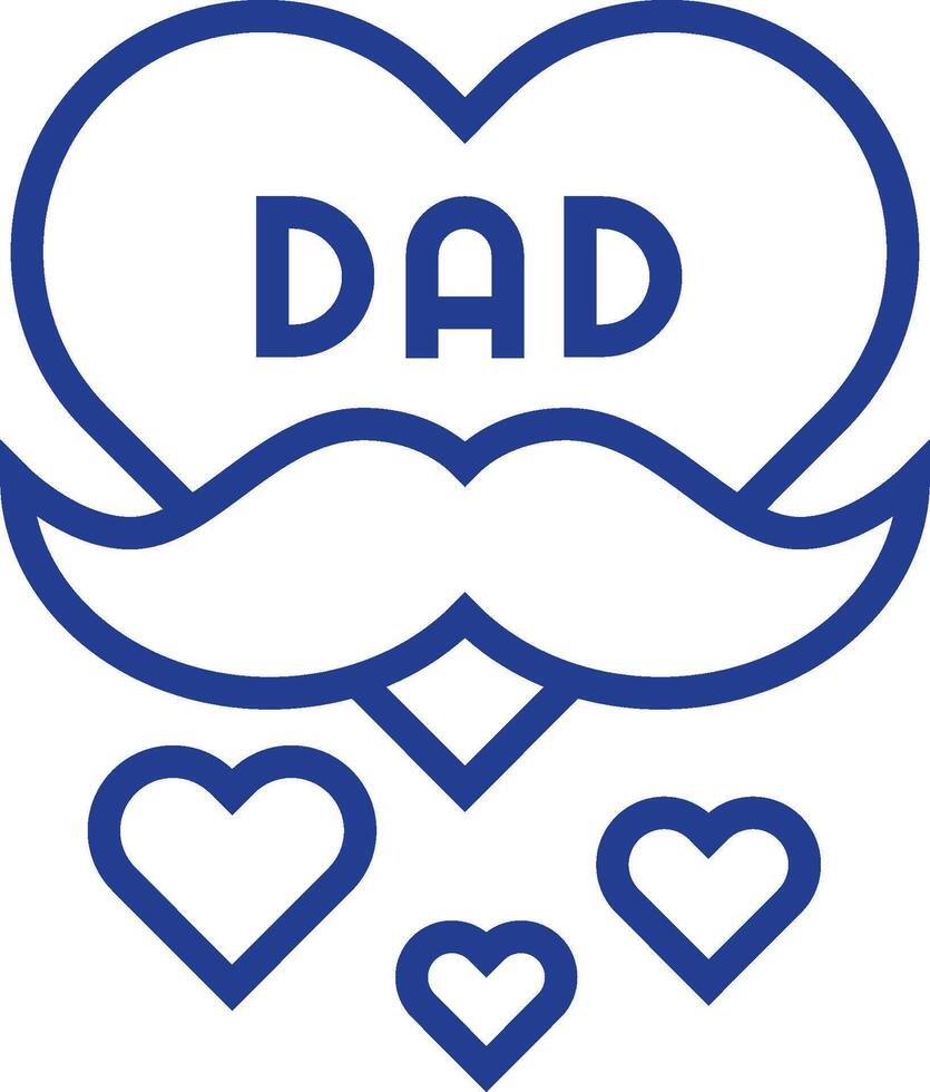 A blue heart with the word dad and a mustache vector