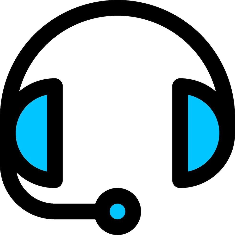 A headset icon with blue headphones vector