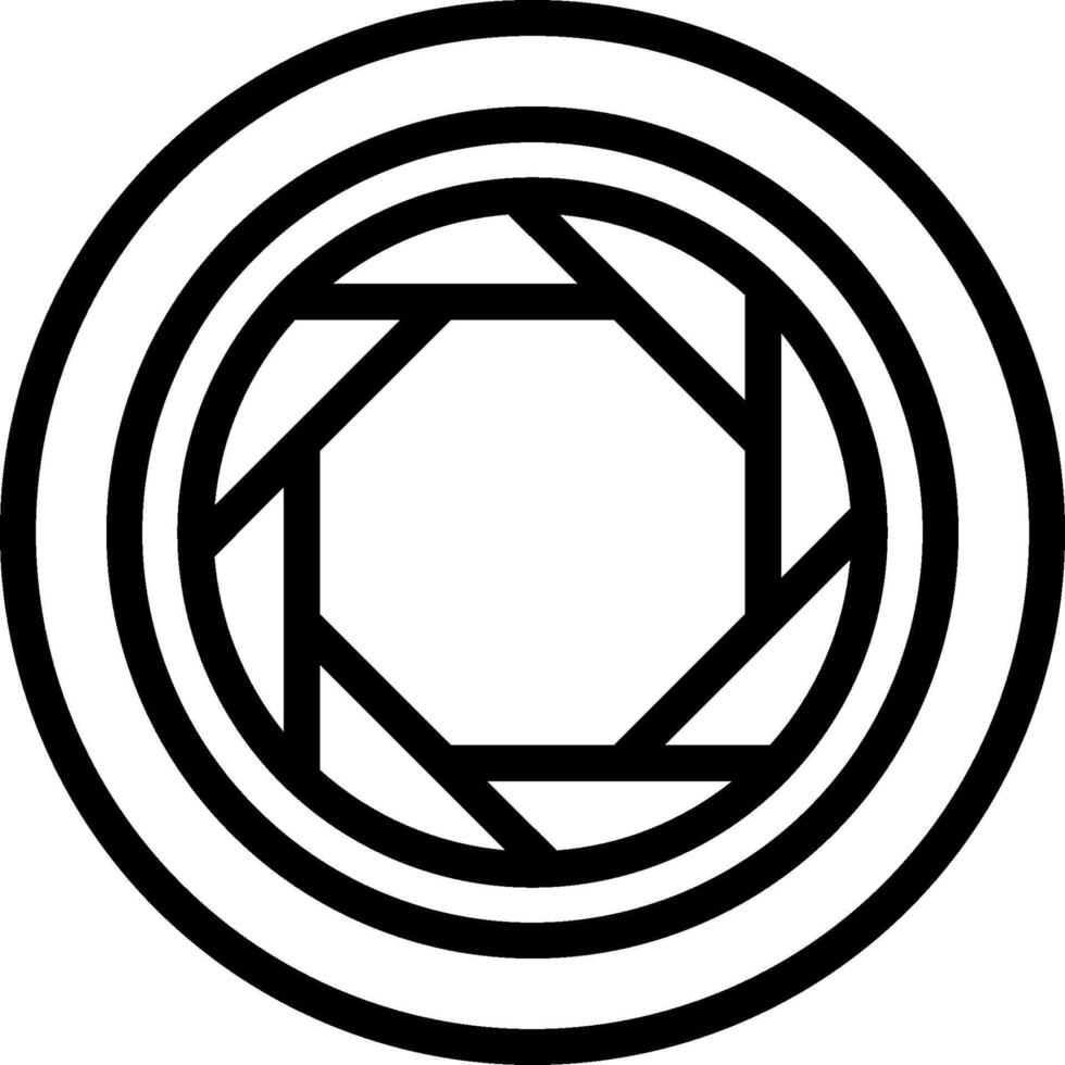 A black and white logo of a camera lens vector