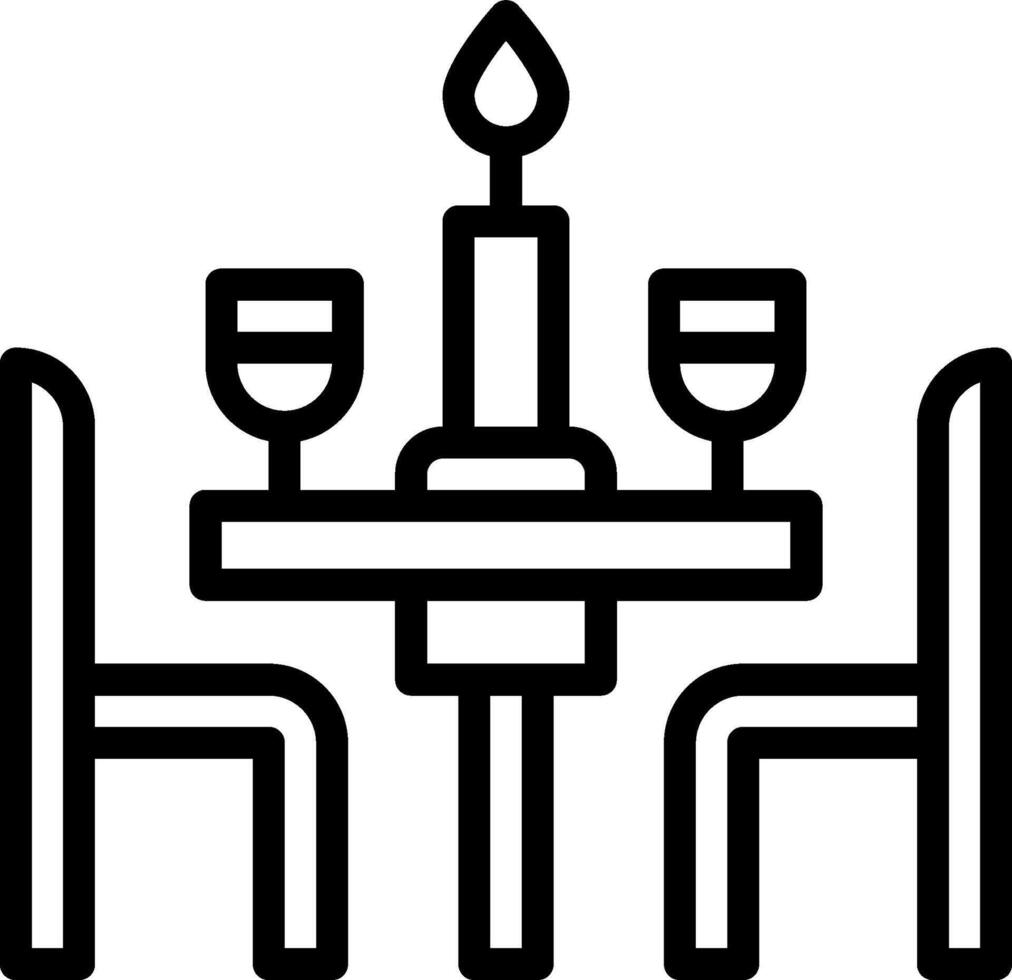 A black and white image of a table and chairs vector