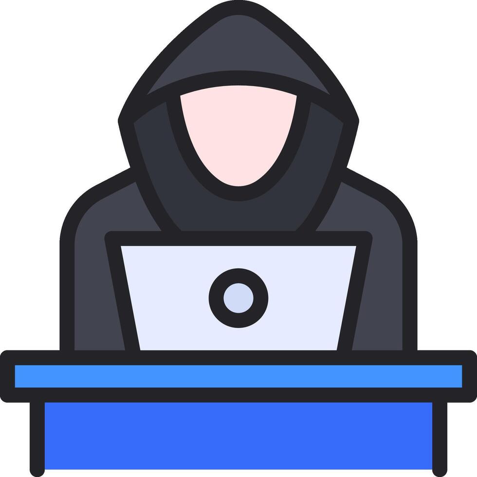 A person in a hoodie sitting at a desk with a laptop vector