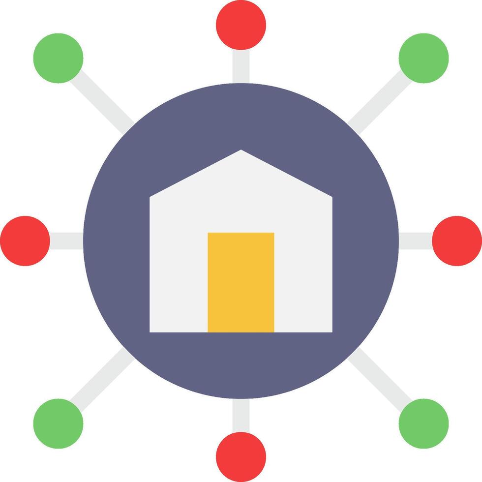 A house surrounded by dots and connected to other dots vector