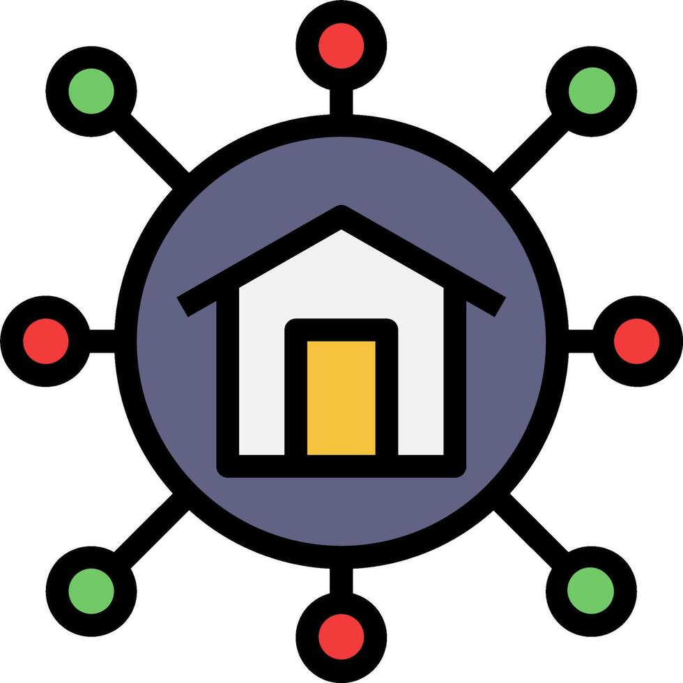 A house surrounded by a network of dots vector