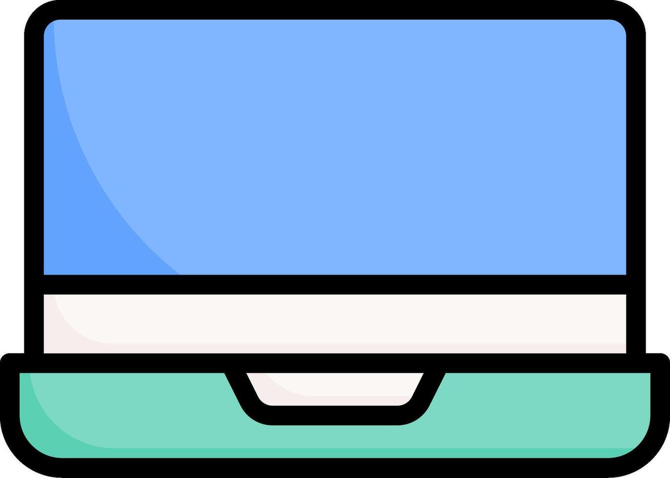 A laptop computer with a blue screen on it vector