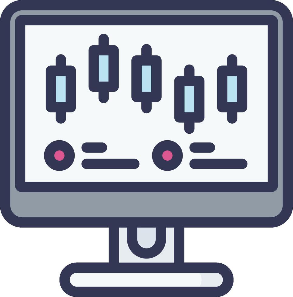 A computer monitor with a chart on it vector