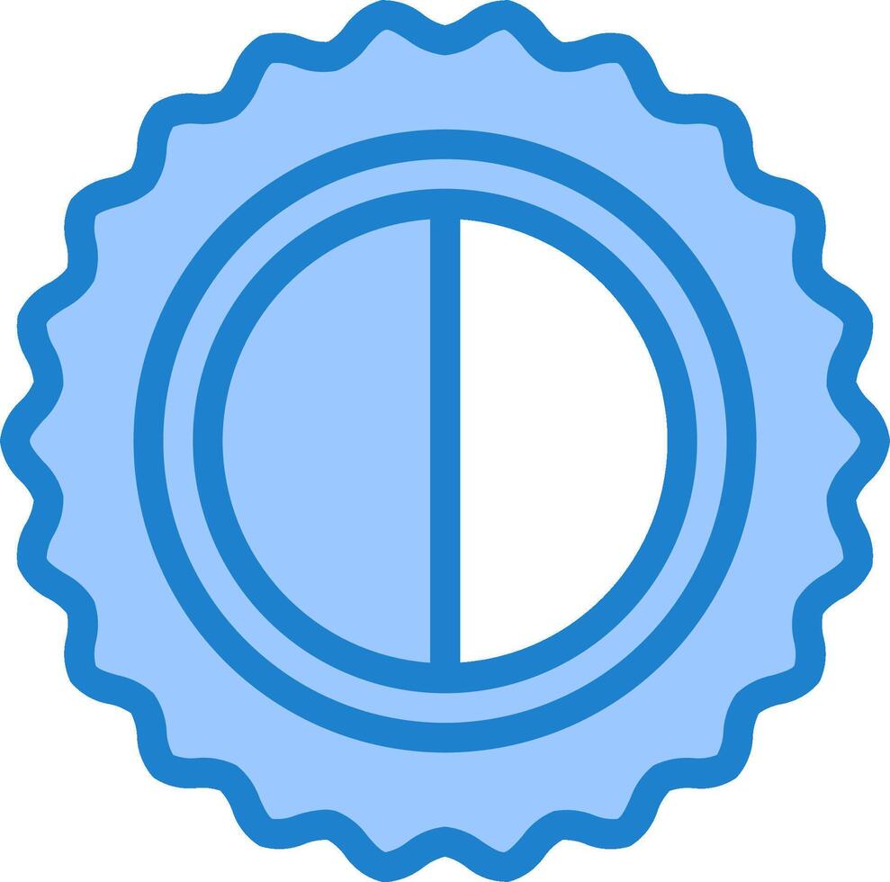 A blue and white seal with a half circle vector