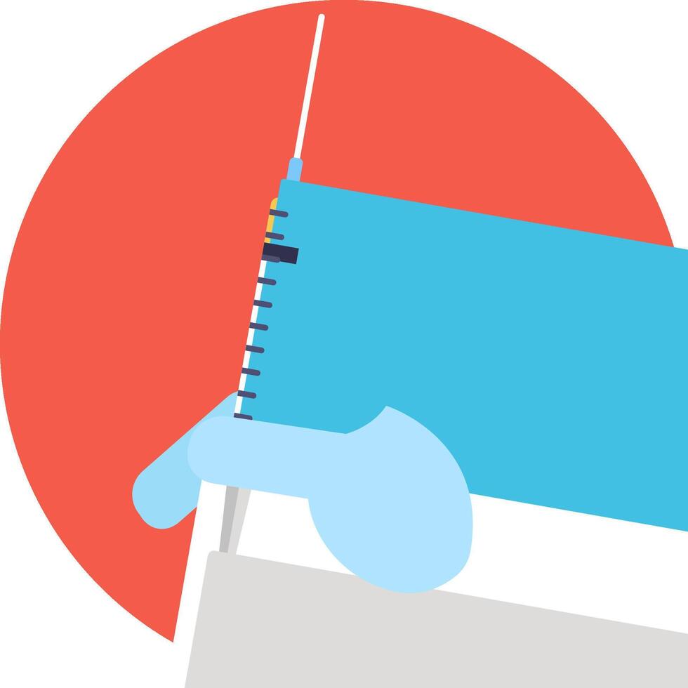 A person holding a needle and a syringe vector