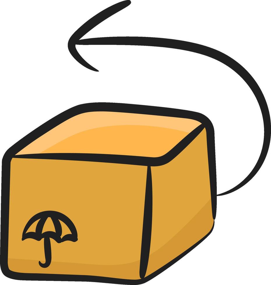 A cartoon box with an umbrella on top vector