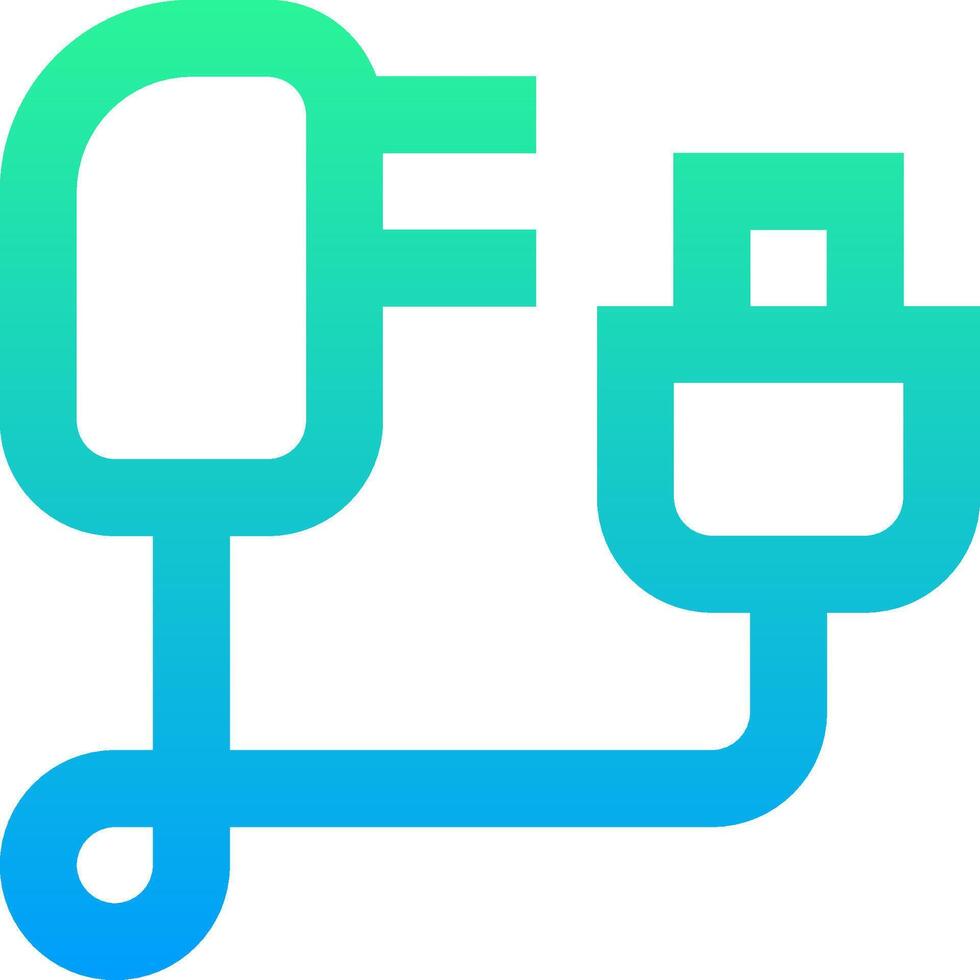 A blue and green logo with a plug and a cord vector