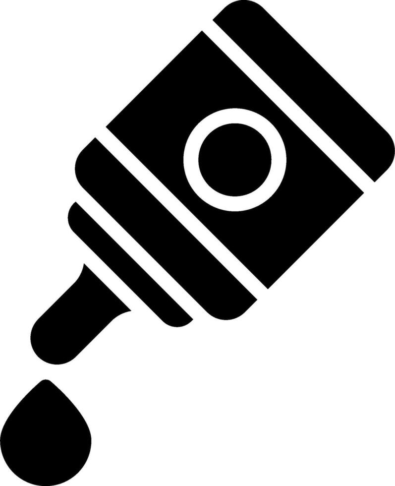 A black and white icon of a bottle with a drop vector