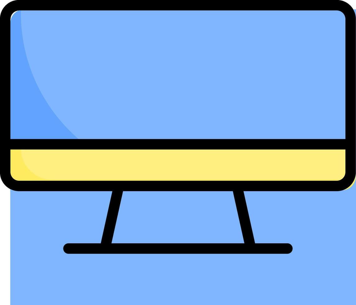 A computer monitor with a blue background vector