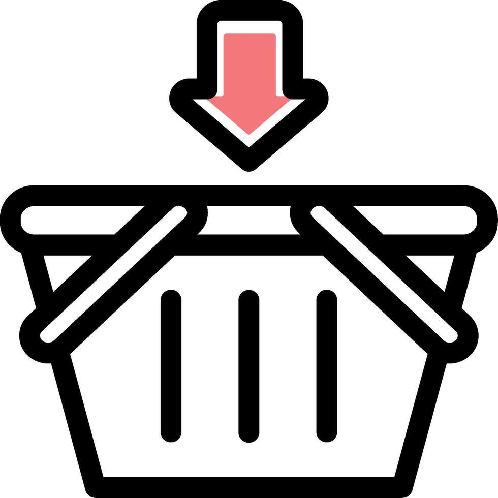 A basket with an arrow pointing down vector