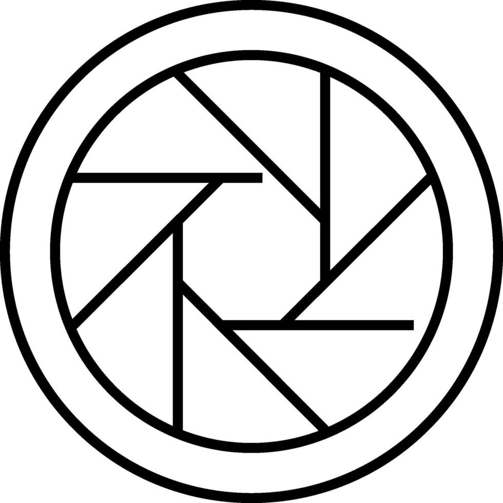 A black and white logo of a camera lens vector
