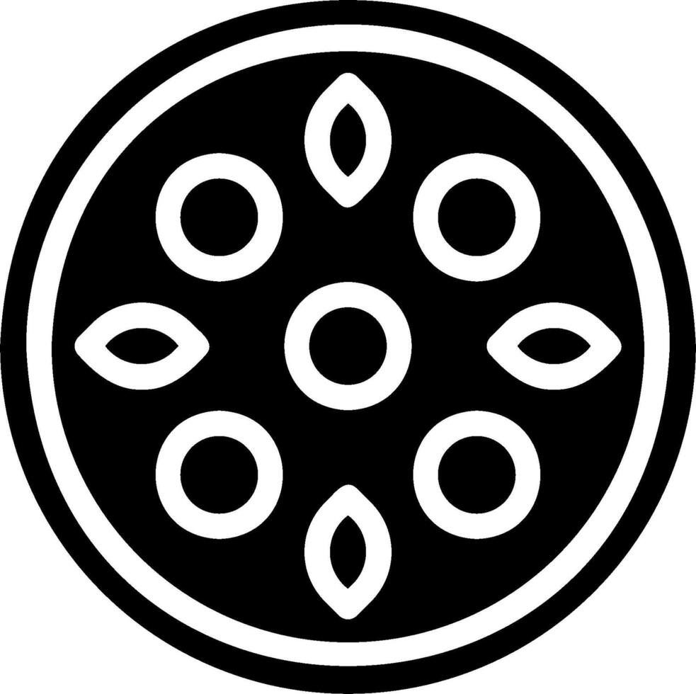 A black and white logo of a circular design vector