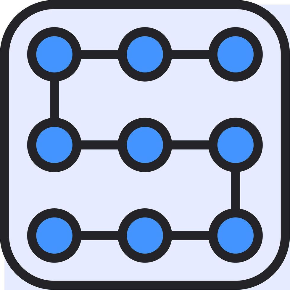 A square icon with blue circles on it vector