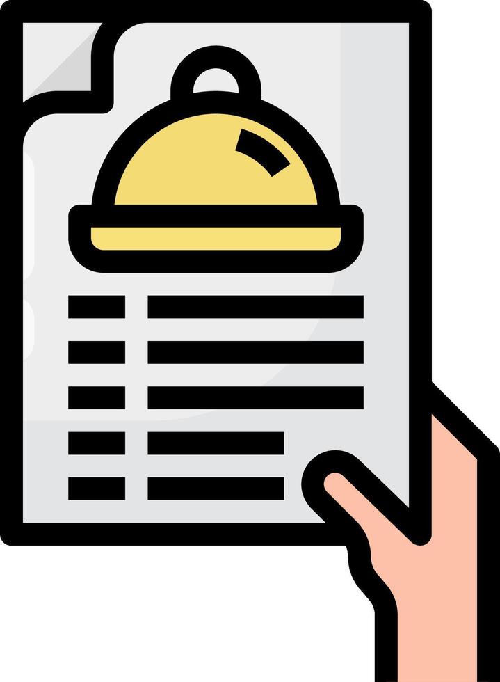 A hand holding a menu with a cloche on it vector
