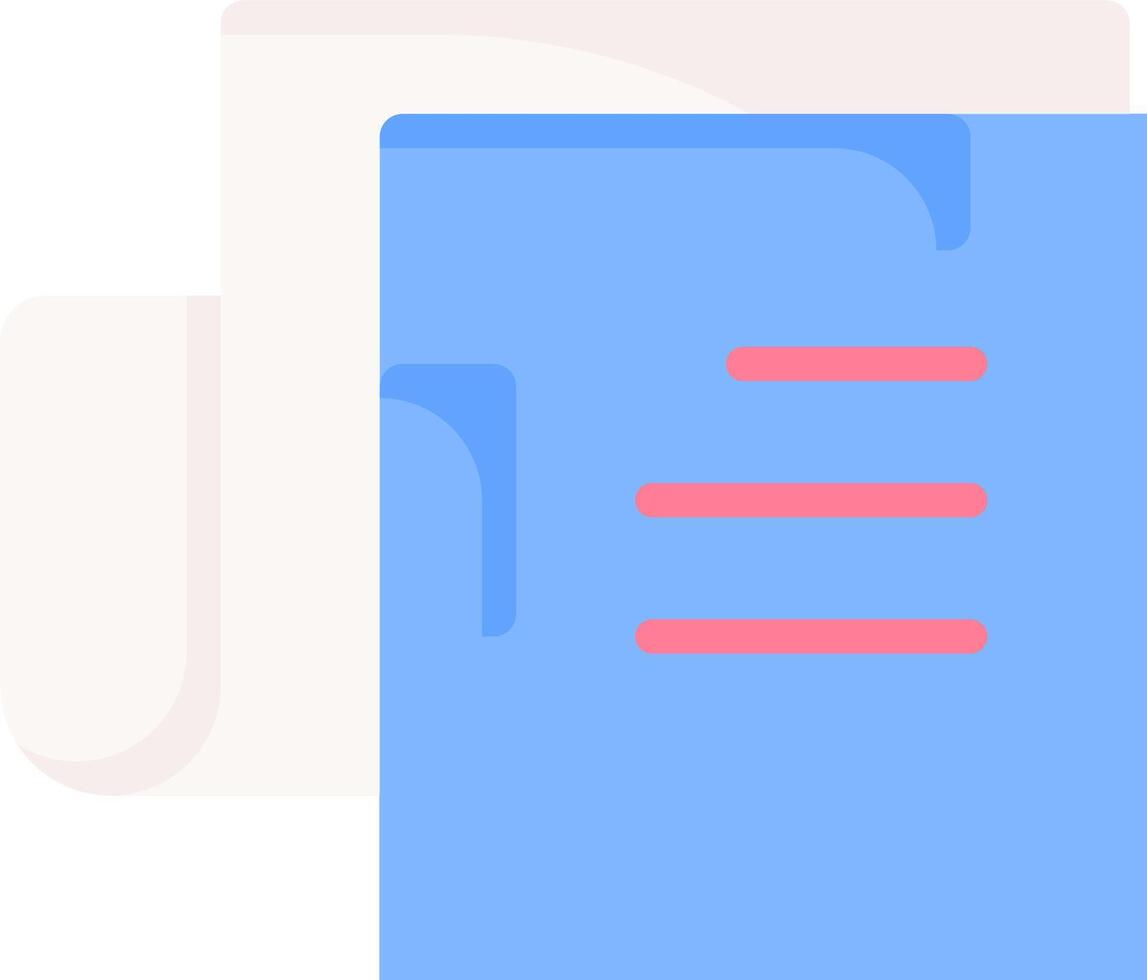 A document with a blue background and a red line vector