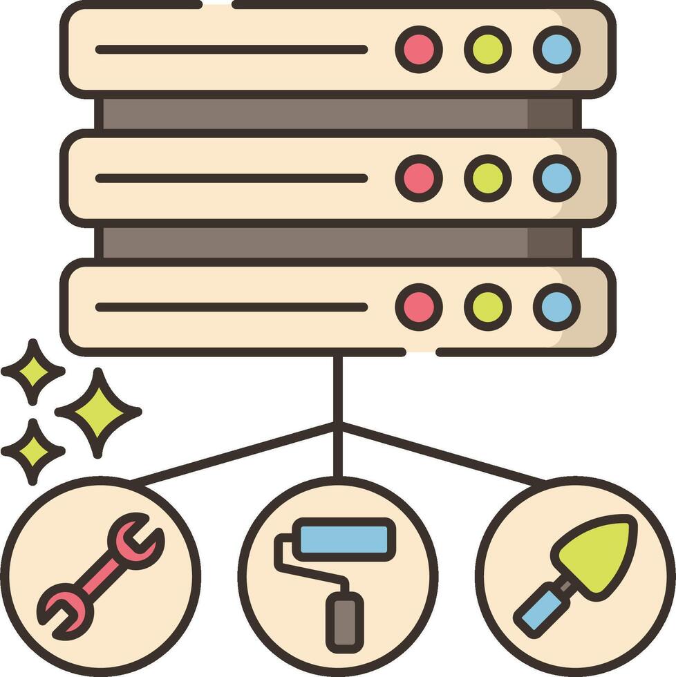 Server architecture and network infrastructure illustration design vector