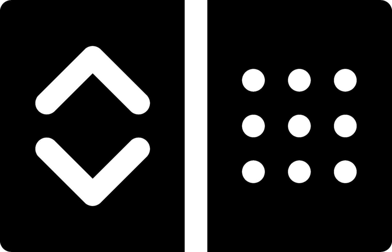 A black and white icon of a button with a arrow pointing up vector