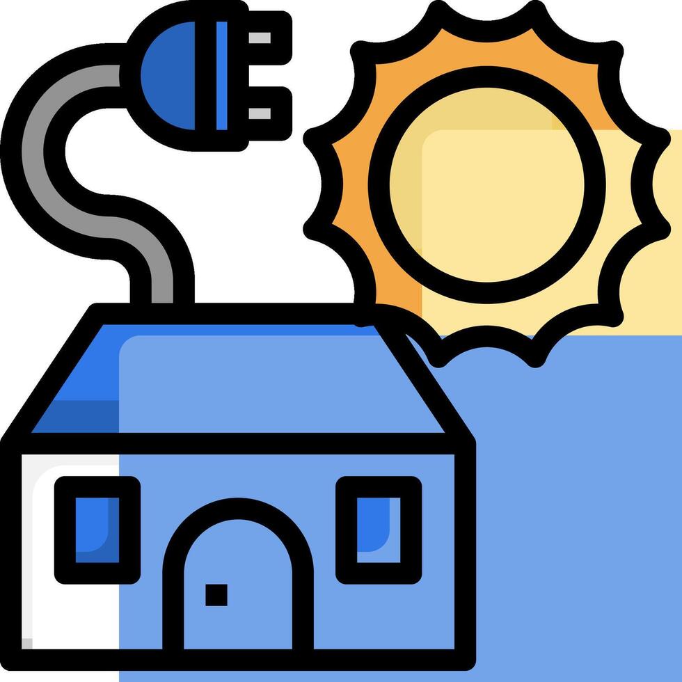 A house with a sun and a plug on it vector