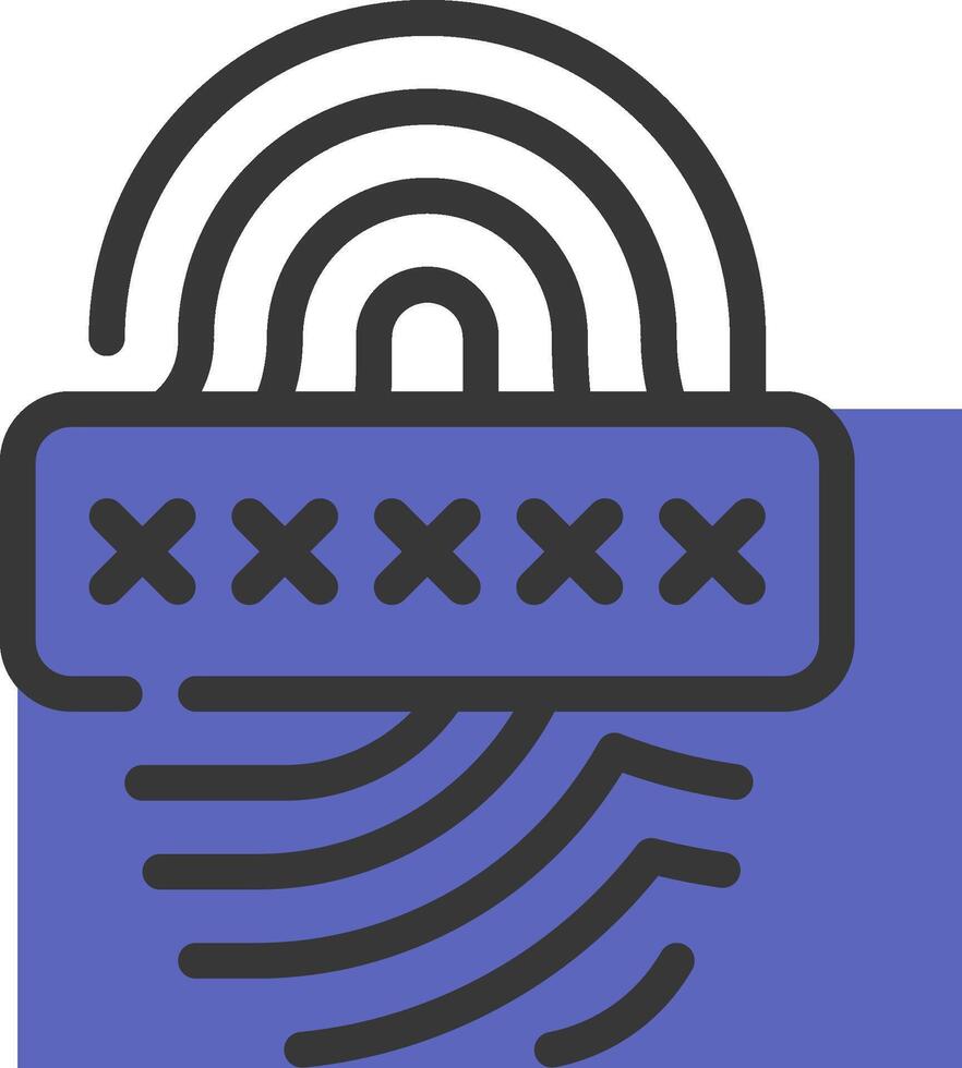A fingerprint scanner icon on a blue background vector