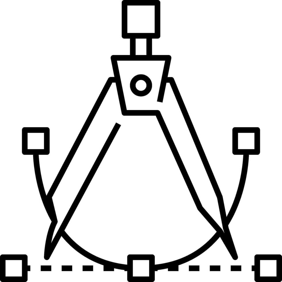 A drawing of a compass with a ruler and a square vector