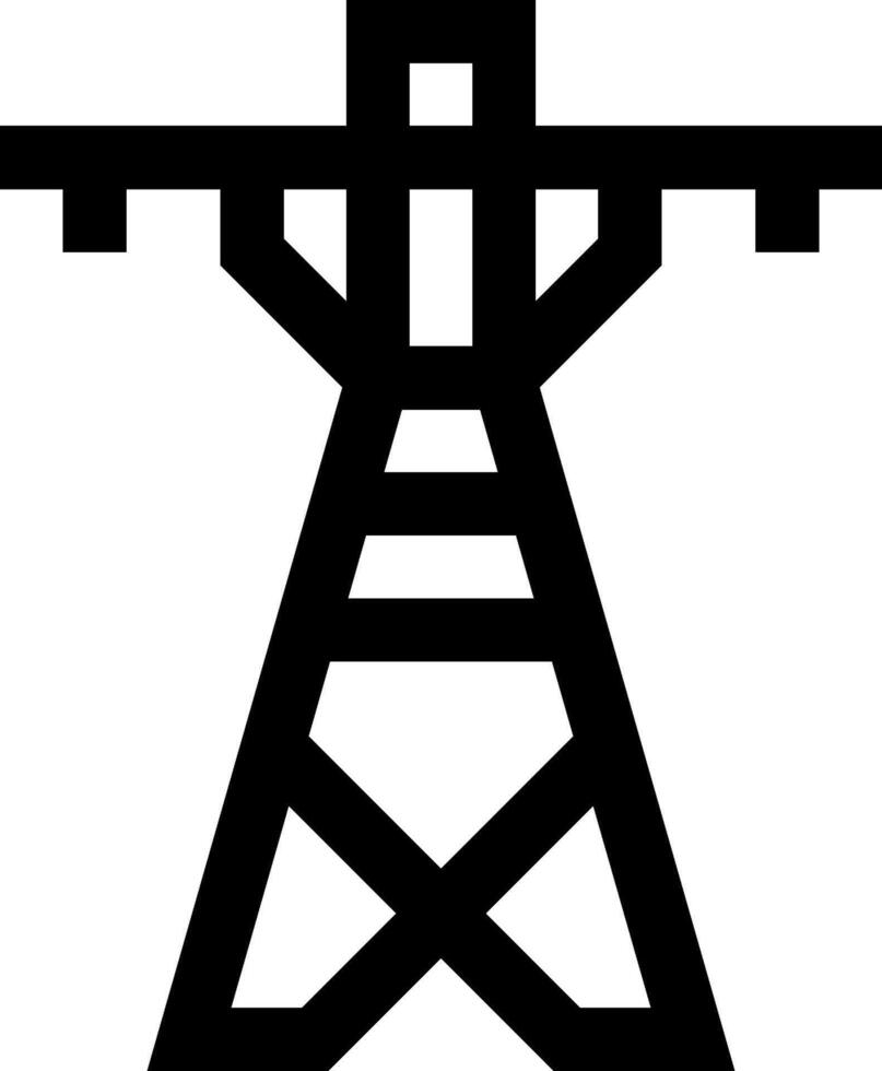 A black and white image of a power tower vector