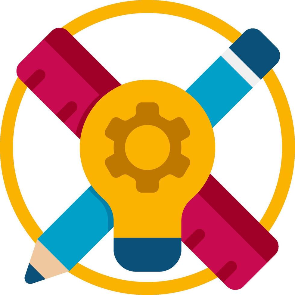 A flat icon of a light bulb and pencil vector