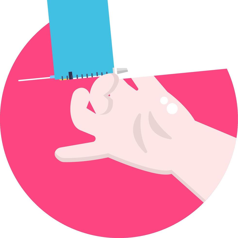 A person holding a needle in their hand vector