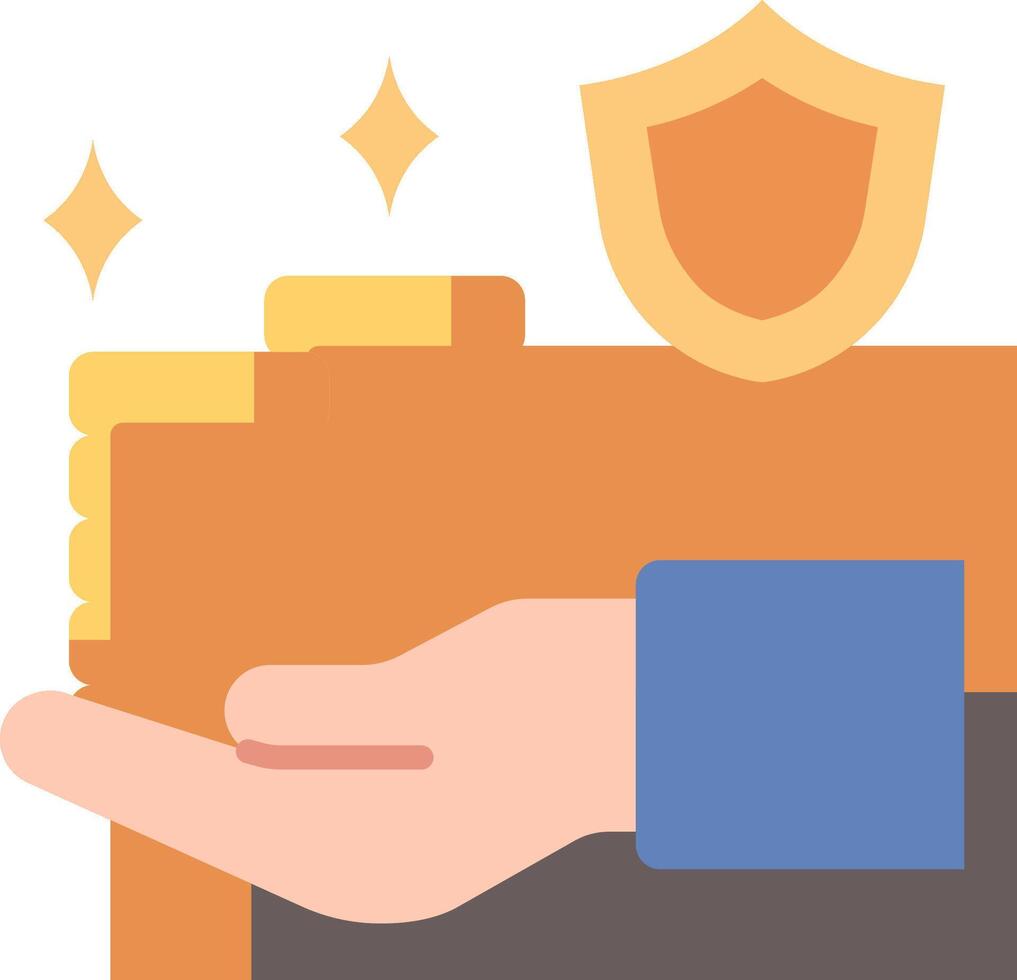 A hand holding a stack of money with a shield on top vector