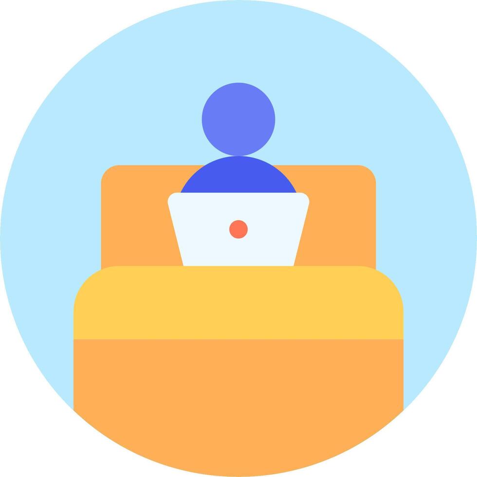 A person sitting on a bed with a laptop vector