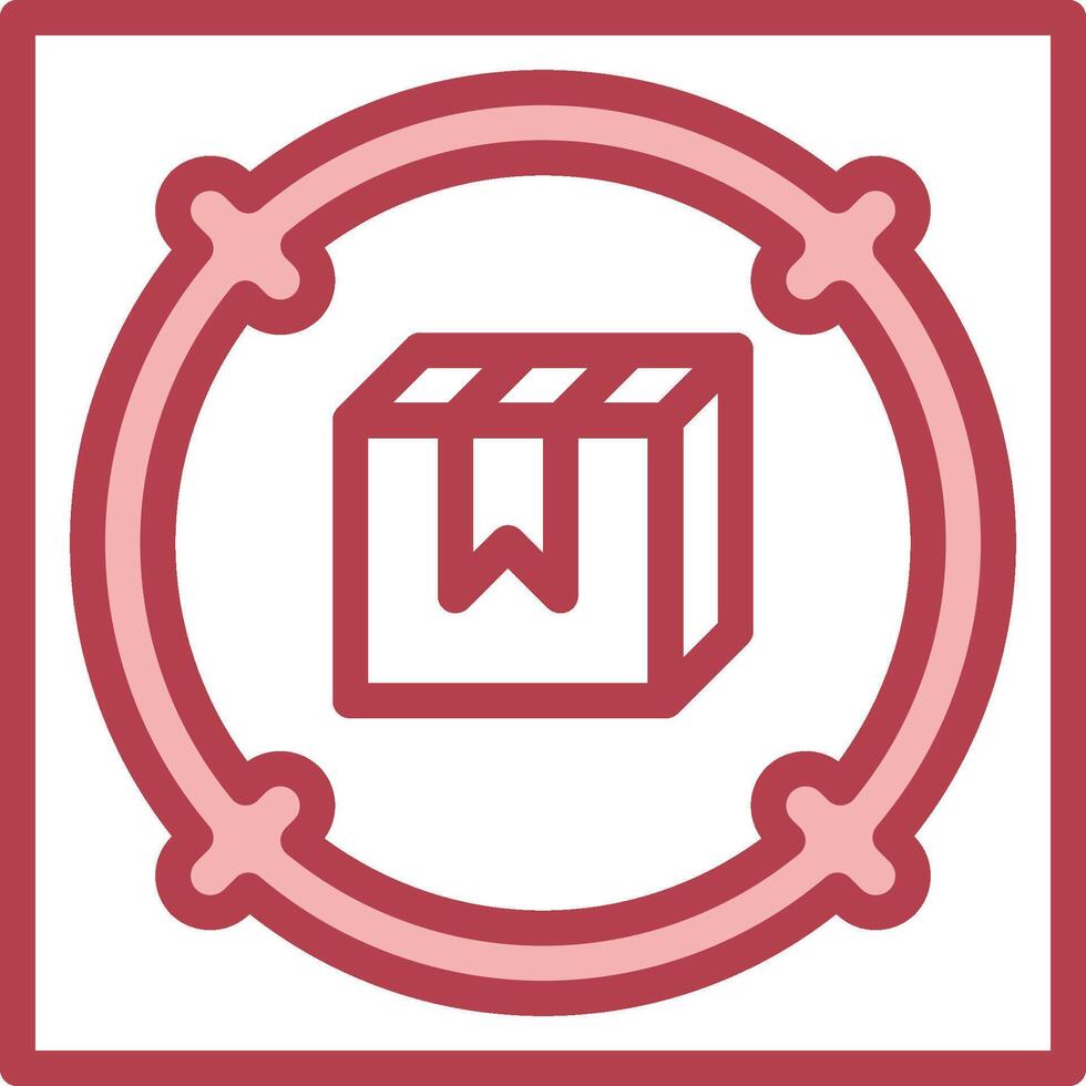 A red and white icon with a box in it vector