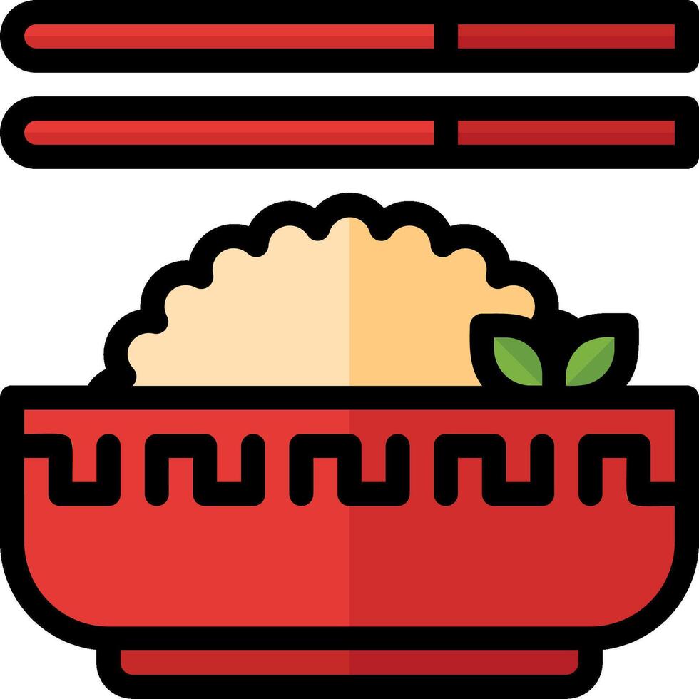 A bowl of rice with chopsticks in it vector