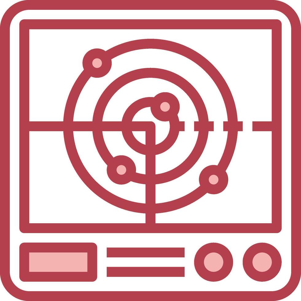 A red and white icon of a computer screen vector