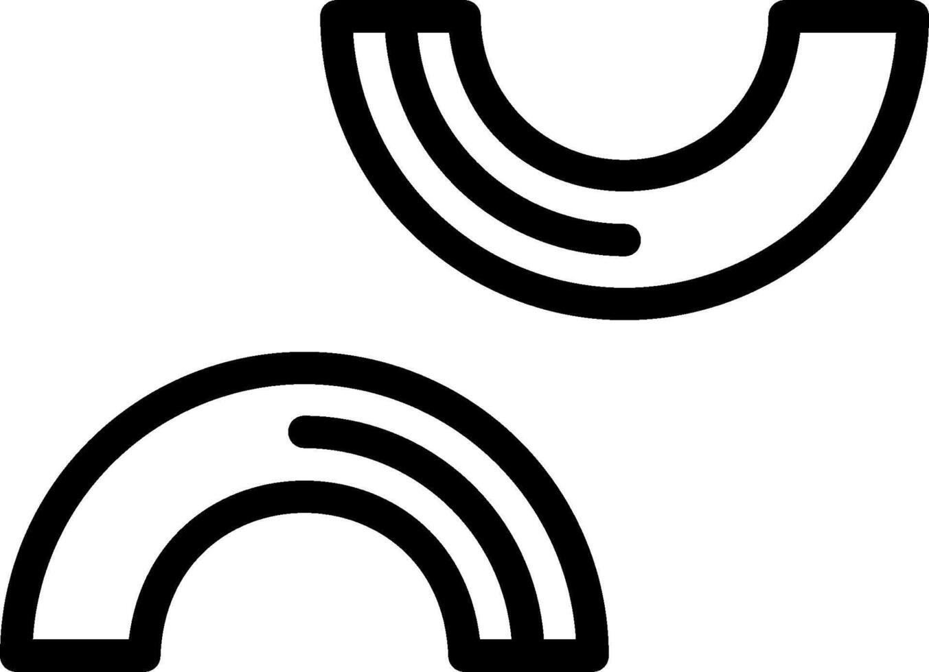 Two black and white images of a curved shape vector